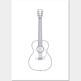 Concert Style Acoustic Guitar Outline Posters and Art